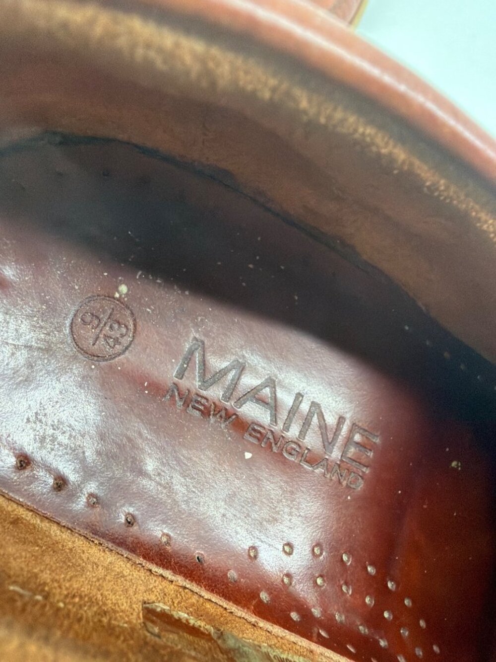Maine New England Leather Boat Shoes Men 9 Brown Lace-Up Moc Toe Preppy Coastal - Picture 5 of 9